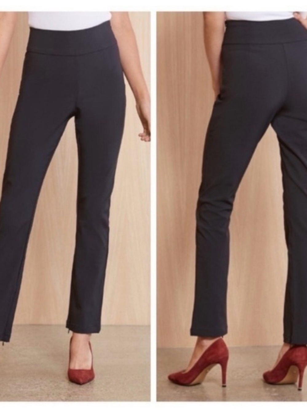 Good American Size 1 Small The Exec Black‎ Slim Leg Ankle Zip Trouser Pants